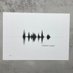 NEW Adventure Awaits Soundwave Wall Art Print 5x7in Black White Minimalist
